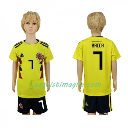 Divisa di Calcio Colombia Bacca 7 Bambino Prima Mondiali 2018